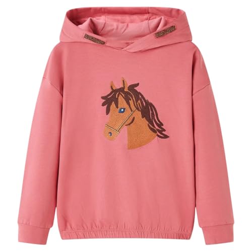 vidaXL Kinder-Kapuzenpullover Pferd Sweatshirt Hoodie Pullover Kinderpulli Altrosa 92 von vidaXL