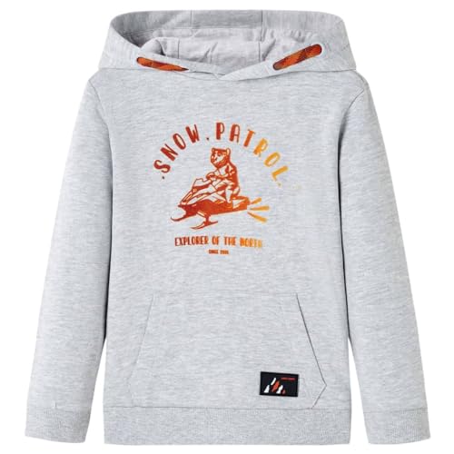 vidaXL Kinder Kapuzenpullover Pullover Hoodie Sweatshirt Grau Melange Orange 128 von vidaXL