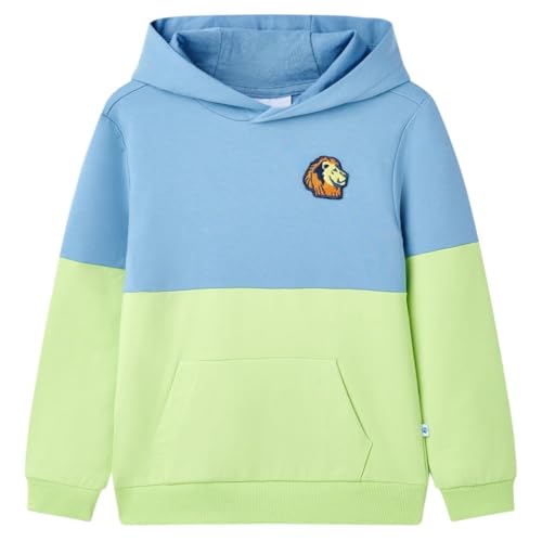 vidaXL Kinder Kapuzenpullover Pullover Hoodie Sweatshirt Kinderpulli Blau Zartgelb 104 von vidaXL