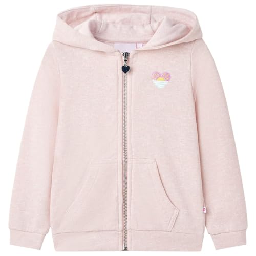 vidaXL Kinder Kapuzenpullover Reißverschluss Hoodie Sweatshirt Pullover Hellrosa 128 von vidaXL