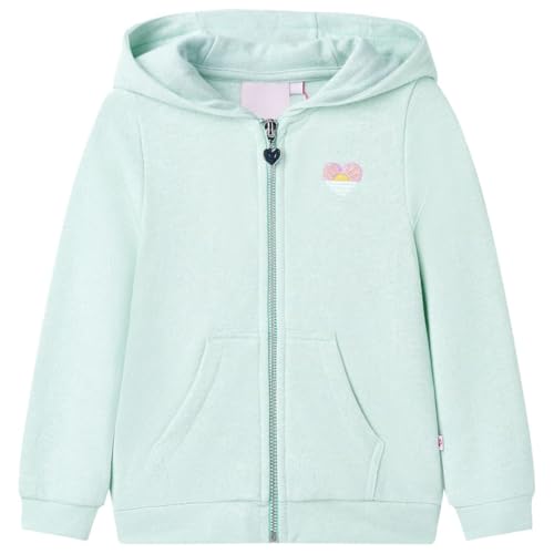 vidaXL Kinder Kapuzenpullover Reißverschluss Sweatshirt Pullover Helles Minzgrün 104 von vidaXL
