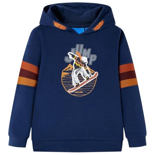 vidaXL Kinder-Kapuzenpullover mit Bär auf Snowboard Sweatshirt Hoodie Marineblau 104 von vidaXL
