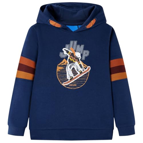 vidaXL Kinder-Kapuzenpullover mit Bär auf Snowboard Sweatshirt Hoodie Marineblau 128 von vidaXL