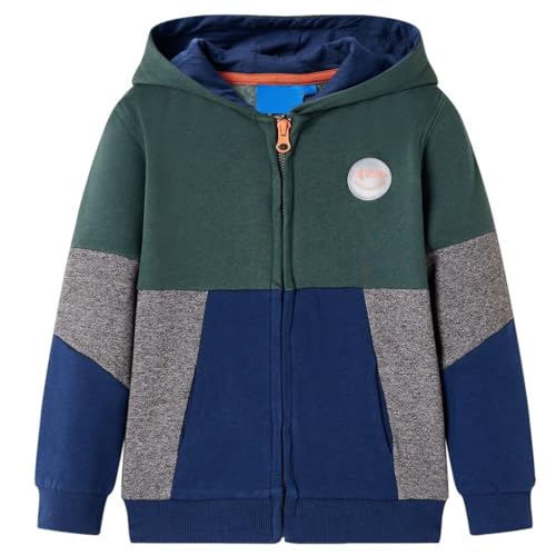 vidaXL Kinder Kapuzenpullover mit Reißverschluss Sweatjacke Kapuzenjacke Dunkelgrün 140 von vidaXL