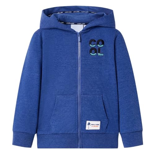 vidaXL Kinder Kapuzenpullover mit Reißverschluss Sweatjacke Dunkelblau Melange 140 von vidaXL