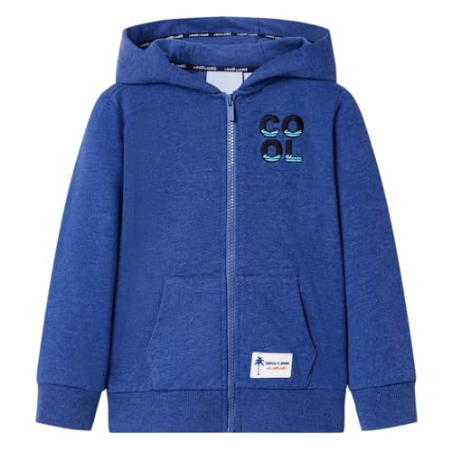 vidaXL Kinder Kapuzenpullover mit Reißverschluss Sweatjacke Dunkelblau Melange 92 von vidaXL