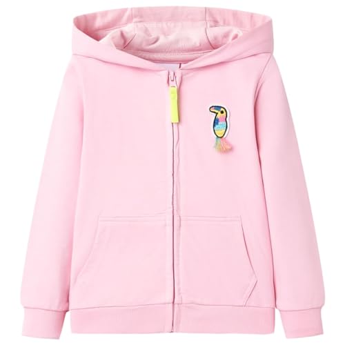 vidaXL Kinder Kapuzenpullover mit Reißverschluss Sweatjacke Kapuzenjacke Hellrosa 92 von vidaXL