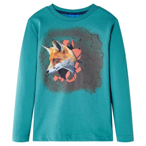 vidaXL Kinder-Langarmshirt Fuchs-Aufdruck Pullover Sweatshirt T-Shirt Dunkelblau 140 von vidaXL