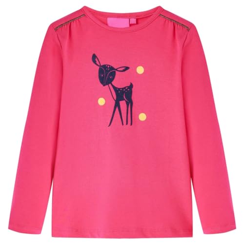 vidaXL Kinder Langarmshirt Hirsch Langarm T-Shirt Jungen Kindershirt Knallrosa 140 von vidaXL
