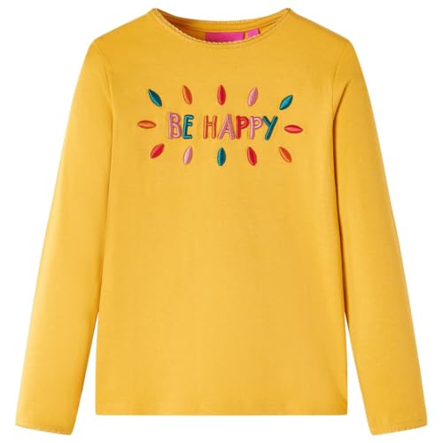 vidaXL Kinder-Langarmshirt mit 3D-Beschriftung Pullover Sweatshirt Dunkles Ocker 116 von vidaXL