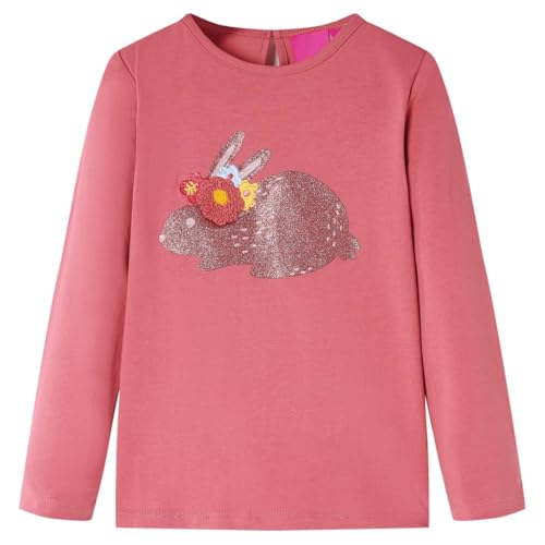 vidaXL Kinder-Langarmshirt mit Kaninchen aus Glitzer Pullover Sweatshirt Altrosa 116 von vidaXL