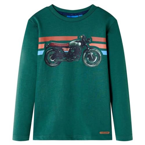 vidaXL Kinder Langarmshirt mit Motorrad-Aufdruck Pullover Sweatshirt T-Shirt Grün 128 von vidaXL