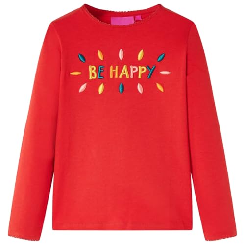 Kinder-Langarmshirt mit 3D-Beschriftung Pullover Sweatshirt T-Shirt Rot 116 von vidaXL