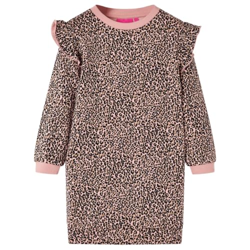 vidaXL Kinder-Pulloverkleid Leopardenmuster Pullover Sweatshirt Kleid Mittelrosa 116 von vidaXL