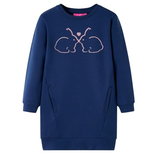 vidaXL Kinder-Pulloverkleid mit Kaninchen Pullover Sweatshirt Kleid Marineblau 128 von vidaXL