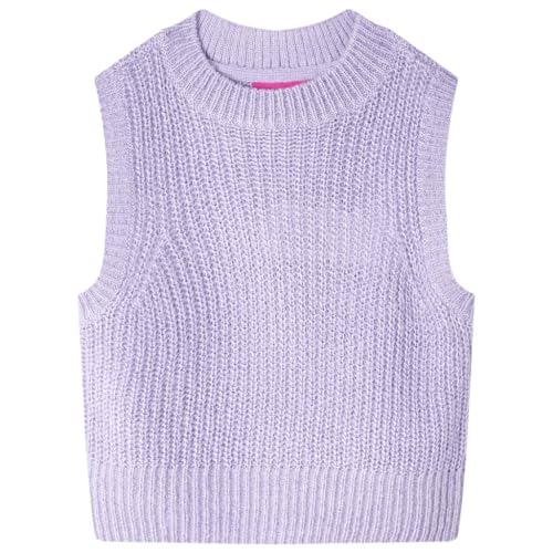 vidaXL Kinder Pulloverweste Gestrickt Ärmellos Weste Pullover Strickweste Helllila 128 von vidaXL