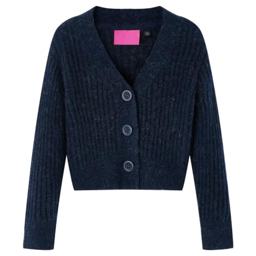 vidaXL Kinder-Strickjacke Mädchen Langarm Pullover Kinderjacke Jacke Marineblau 128 von vidaXL