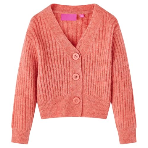 vidaXL Kinder-Strickjacke Mädchen Langarm Pullover Kinderjacke Jacke Mittelrosa 140 von vidaXL
