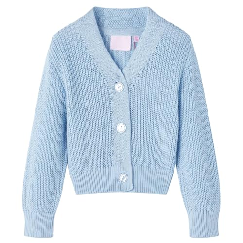 vidaXL Kinder-Strickjacke Mädchen Langarm Pullover Kinderjacke Jacke Pulli Blau 116 von vidaXL