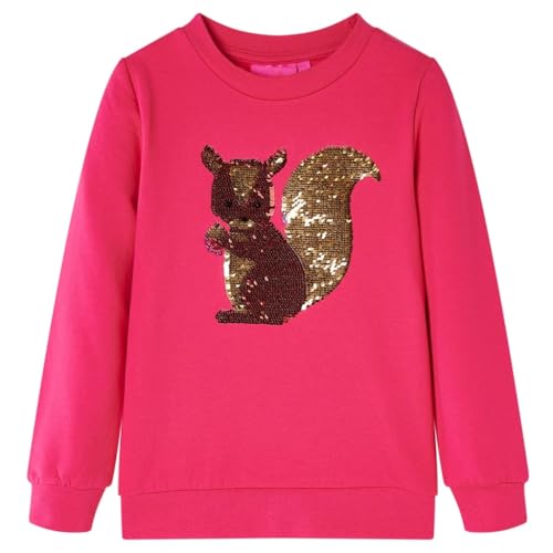 Kinder Sweatshirt Eichhörnchen aus Pailletten Langarmshirt Pulli Knallrosa 128 von vidaXL