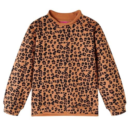 vidaXL Kinder Sweatshirt Leopardenmuster Langarmshirt Pullover Pulli Heller Cognac 116 von vidaXL