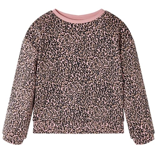 vidaXL Kinder Sweatshirt Leopardenmuster Langarmshirt Pullover Pulli Mittelrosa 128 von vidaXL