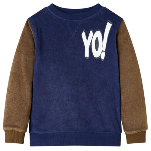 vidaXL Kinder-Sweatshirt Patchwork-Design Langarmshirt Pullover Dunkles Marineblau 128 von vidaXL