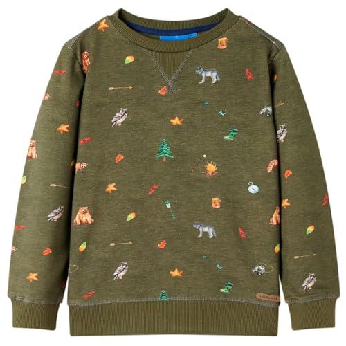 vidaXL Kinder Sweatshirt Pullover Pulli Langarm Rundhalsausschnitt Jungen Khaki 140 von vidaXL