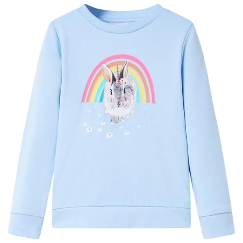vidaXL Kinder Sweatshirt Pullover Pulli Langarm Rundhalsausschnitt Mädchen Hellblau 128 von vidaXL