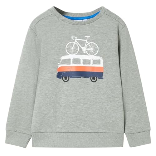 vidaXL Kinder Sweatshirt Pullover Pulli Langarmshirt Rundhals Hellkhaki Melange 128 von vidaXL