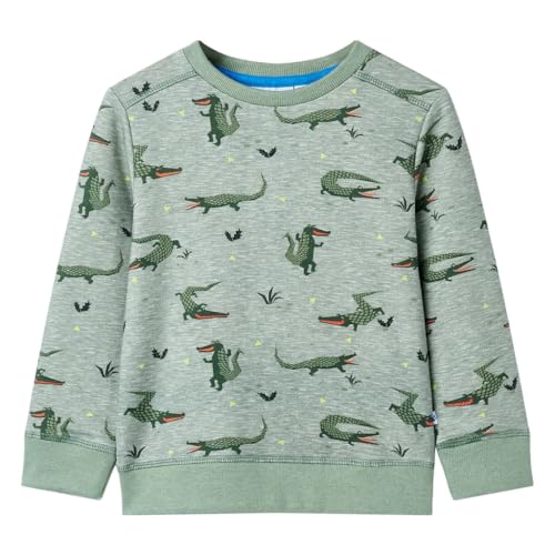 vidaXL Kinder Sweatshirt Pullover Pulli Langarmshirt Rundhals Hellkhaki Melange 140 von vidaXL