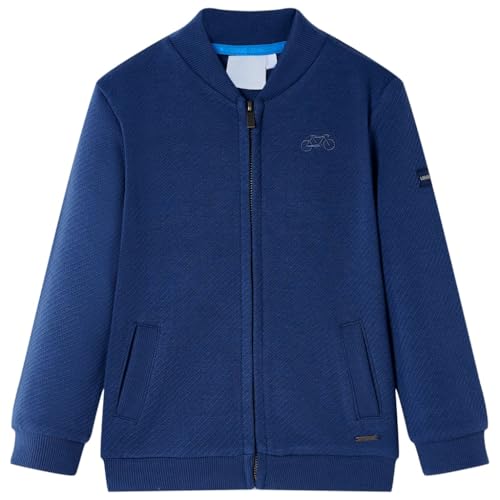 vidaXL Kinder Sweatshirt Pullover mit Reißverschluss Langarm Sweatjacke Marineblau 104 von vidaXL
