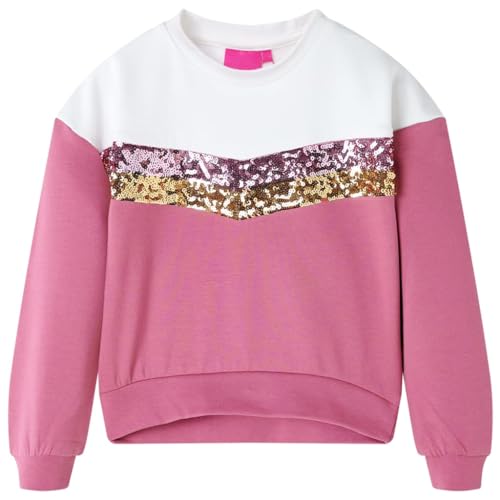 vidaXL Kinder Sweatshirt Streifen aus Pailletten Langarmshirt Pullover Himbeerrosa 116 von vidaXL