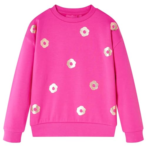 vidaXL Kinder Sweatshirt mit Blumenmuster Langarmshirt Pullover Pulli Dunkelrosa 128 von vidaXL