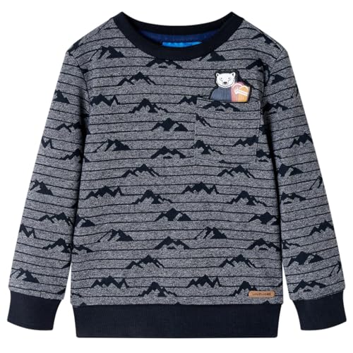 vidaXL Kinder Sweatshirt mit Gebirgsmuster Langarmshirt Pullover Marineblau Melange 128 von vidaXL