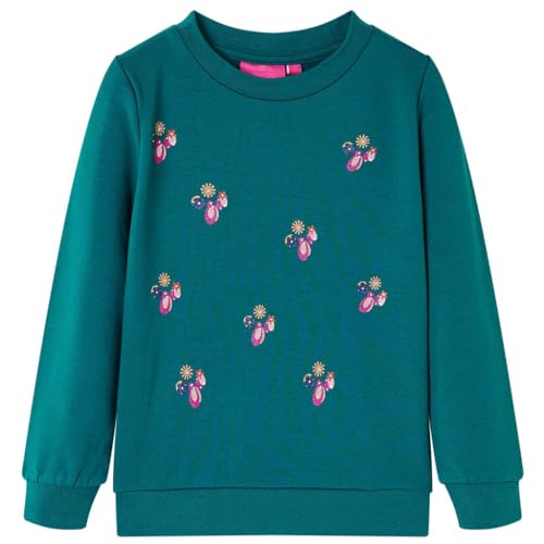 vidaXL Kinder Sweatshirt mit Glitzer-Muster Langarmshirt Pullover Pulli Dunkelgrün 116 von vidaXL
