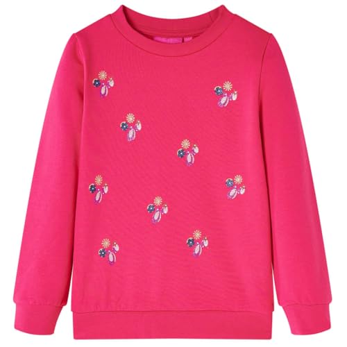 vidaXL Kinder Sweatshirt mit Glitzer-Muster Langarmshirt Pullover Pulli Knallrosa 104 von vidaXL