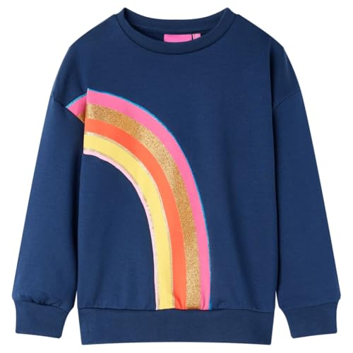 vidaXL Kinder Sweatshirt mit Regenbogen-Aufdruck Langarmshirt Pullover Marineblau 140 von vidaXL