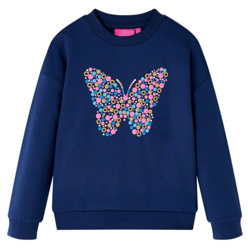 vidaXL Kinder Sweatshirt Schmetterling-Aufdruck Langarmshirt Pullover Marineblau 116 von vidaXL