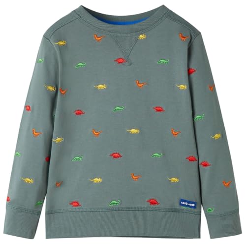 vidaXL Kinder Sweatshirt mit Stickerei Pullover Langarm Rundhalsausschnitt Khaki 140 von vidaXL