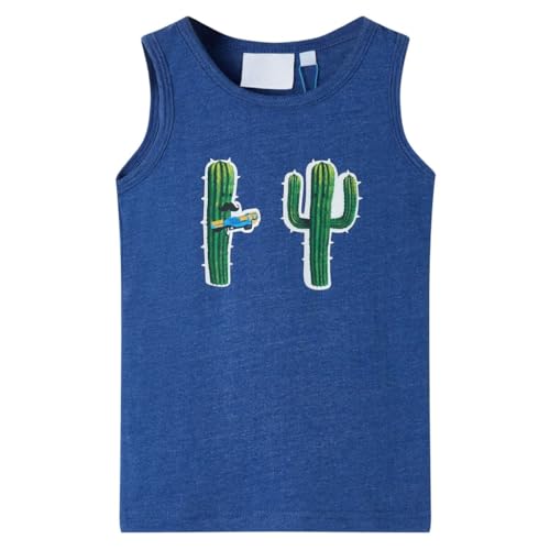 vidaXL Kinder Tank Top Unterhemd Unterwäsche Ärmellos Jungen Dunkelblau Melange 128 von vidaXL