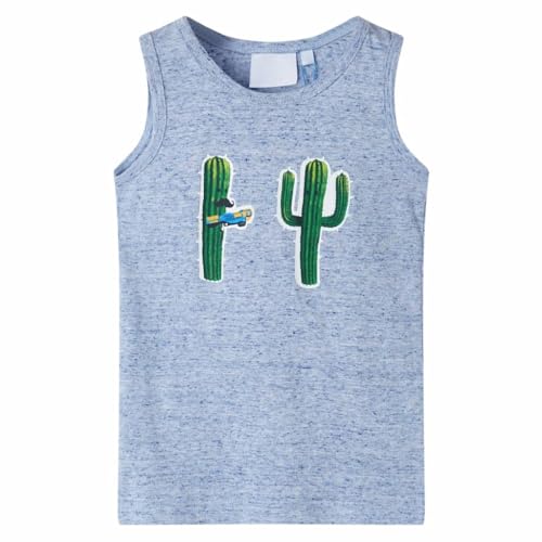 vidaXL Kinder Tank Top Unterhemd Unterwäsche Ärmellos für Jungen Blau Melange 116 von vidaXL