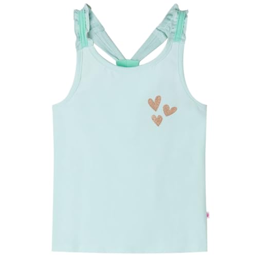 vidaXL Kinder Tank Top mit Glitzer-Herz Mädchen Unterhemd Ärmellos Helles Minzgrün 104 von vidaXL