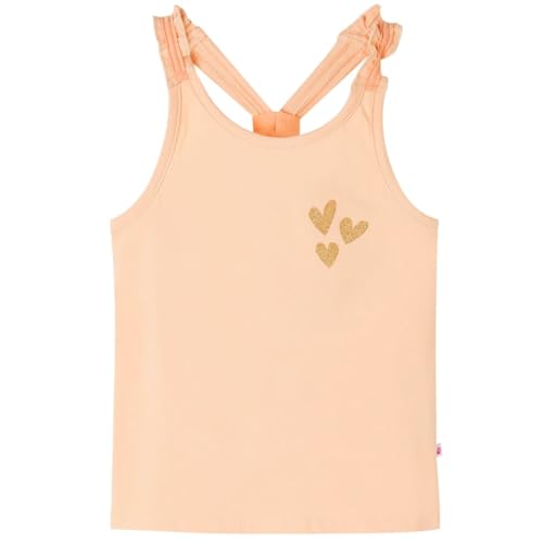 vidaXL Kinder Tank Top mit Glitzer-Herz Mädchen Unterhemd Ärmellos Hellorange 140 von vidaXL