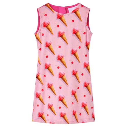 vidaXL Kinderkleid Eiscreme-Motiv Kinder Kleid Mädchen Mädchenkleid Knallrosa 128 von vidaXL