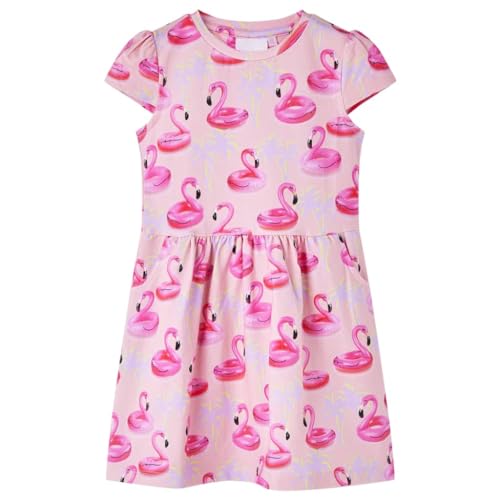 vidaXL Kinderkleid mit Flamingo-Schwimmringen Kinder Kleid Mädchen Kleider Hellrosa 104 von vidaXL
