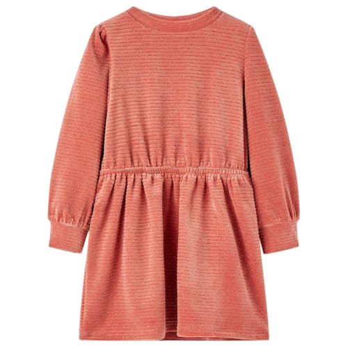 vidaXL Kinderkleid mit Langen Ärmeln Langarmkleid Kinder Kleid Mädchen Mittelrosa 104 von vidaXL