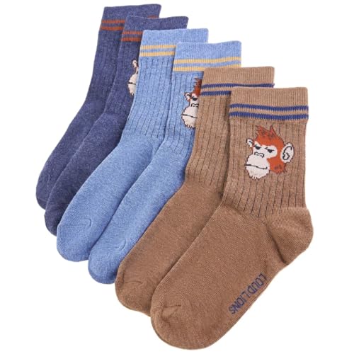 vidaXL Kindersocken 5 Paar mit Affen Kinder Socken Strümpfe Freizeitsocken EU 26-29 von vidaXL