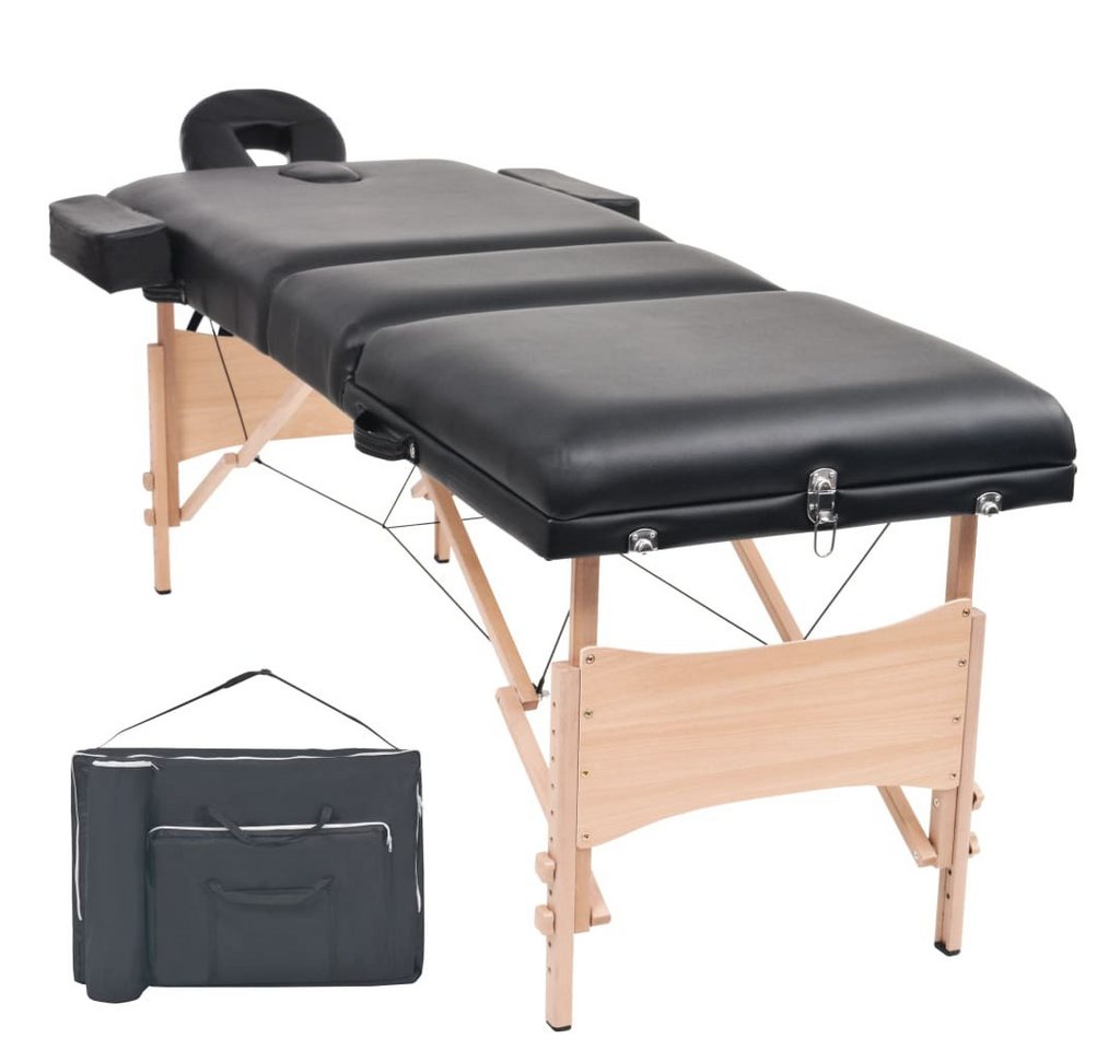 vidaXL Massageliege Massageliege 3 Zonen Tragbar 10 cm Polsterung Schwarz von vidaXL