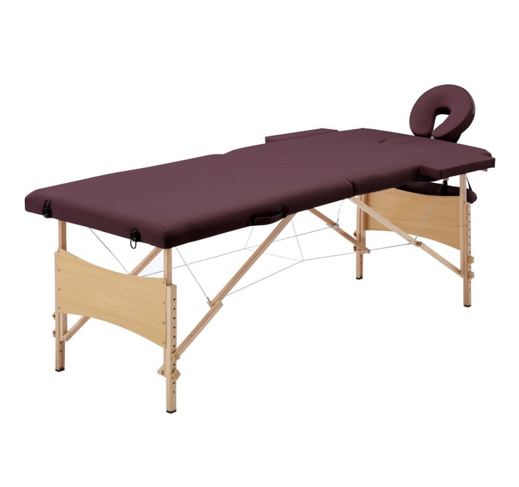 vidaXL Massageliege Massageliege Klappbar 2-Zonen mit Holzgestell Bordeaux-Lila von vidaXL